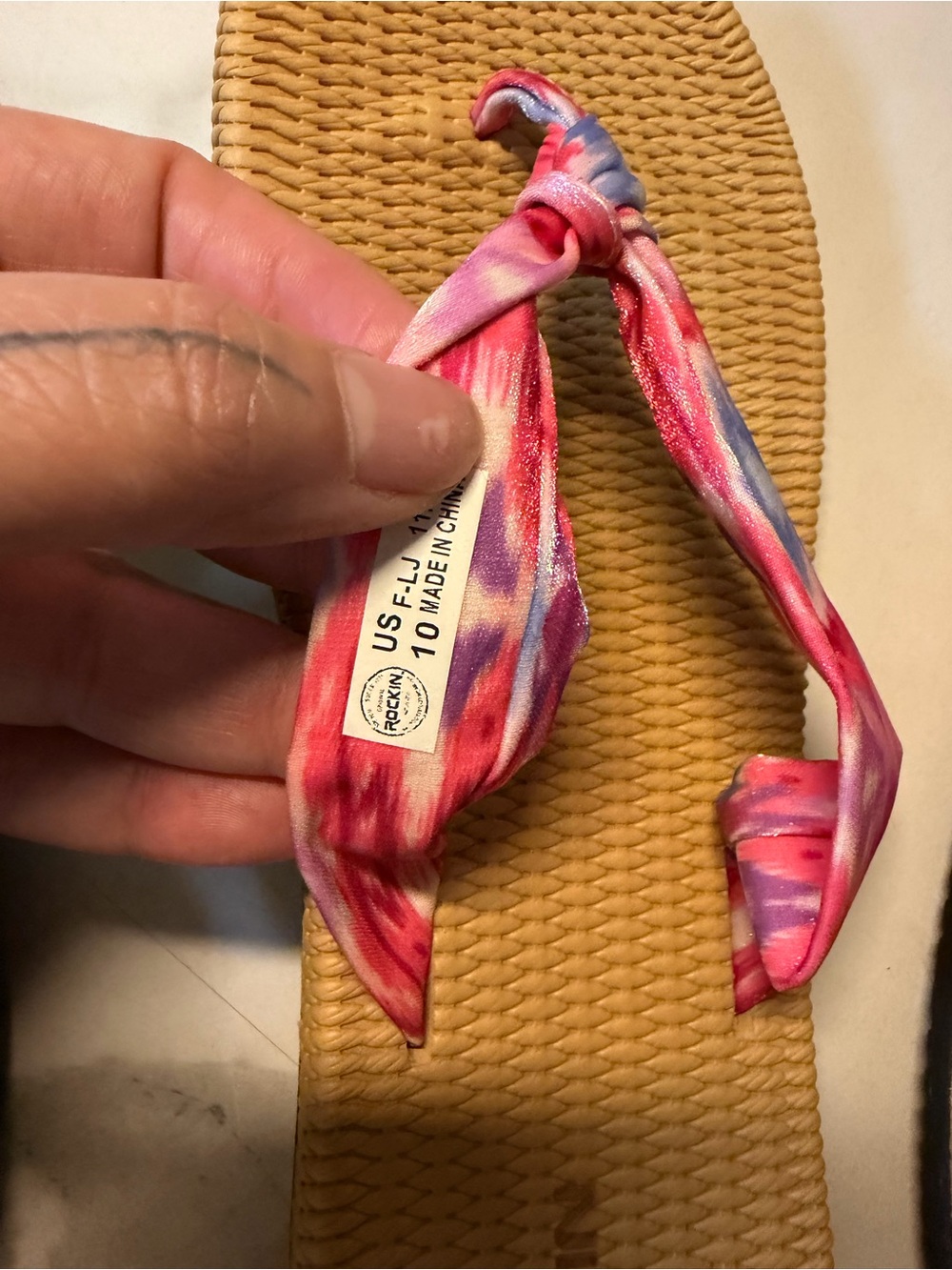 Tie-Dye Pink & Blue Fabric Strap Flip Flops